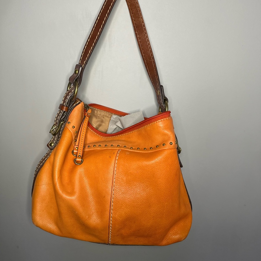 Orange Leather Shoulder Bag